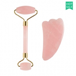 Jade Roller and Gua Sha Set, Anti-aging Rose Quartz Facial Roller Massager Beauty Gua Sha Tool